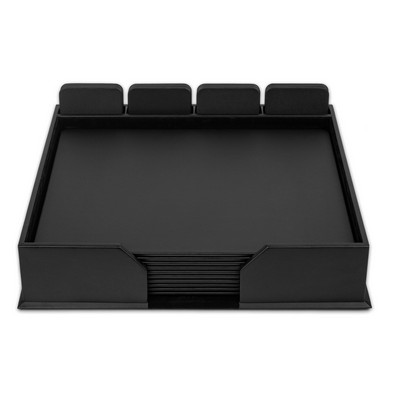 Leatherette Black Conference Room Set w/Square Coasters (23 Piece)