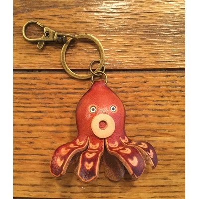 Octopus Leather Key Ring