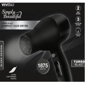 Vivitar® 1875 Watt Turbo Blast Black Compact Hair Dryer