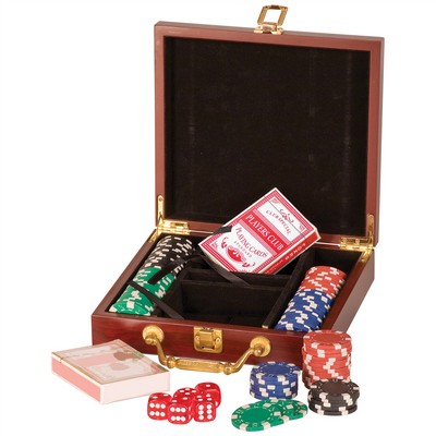 7.5 x 8.25" 100 Chip Rosewood Poker Set