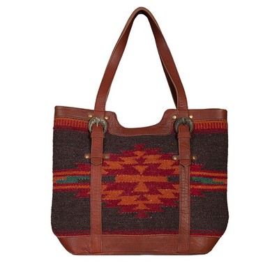 Woven Front Handbag w/Leather Back