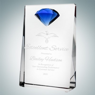 Vertical Rectangle Plaque w/Blue Diamond Accent (L)