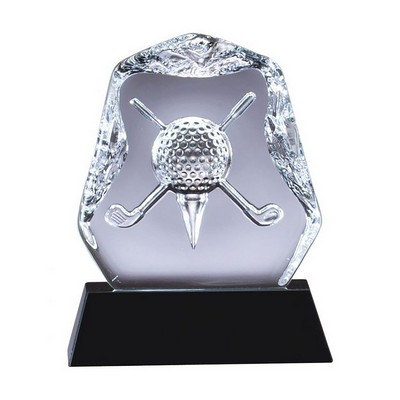 Crystal Iceberg Golf Award on Black Crystal Base, Small (4"x4-1/2")