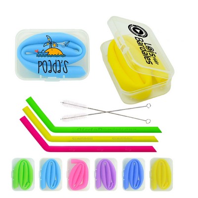 Bent Silicone Straws with Rectangular box