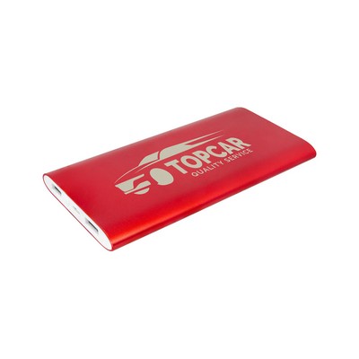 Red 8000mAh Power Bank & Wireless Anodized Aluminum Charger w/USB Cord