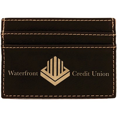 Black-Gold Wallet Clip, 4" x 2-3/4" Laserable Leatherette