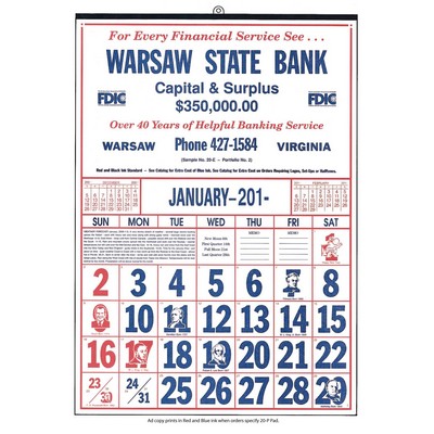 Commercial Apron Calendar w/ 20-P Historical Pad (Thru 4/30)