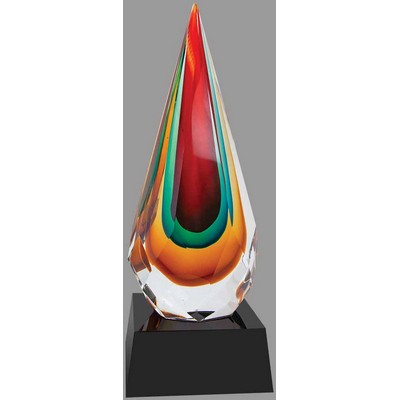 Let It Rain Faceted Art Glass Award 12'' H