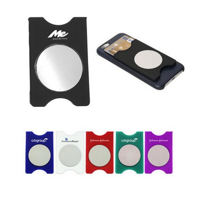 Adhesive Silicone Cell Phone Wallet w/Mirror