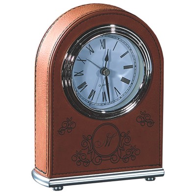 Rawhide Laserable Leatherette Arch Desk Clock