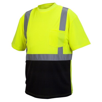 Pyramex® Hi Vis Lime Short Sleeve Black Bottom T-Shirt