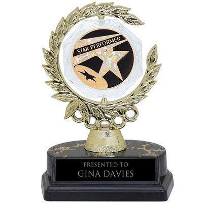 6" Spinner Wreath Trophy w/2" Star Performer Insert