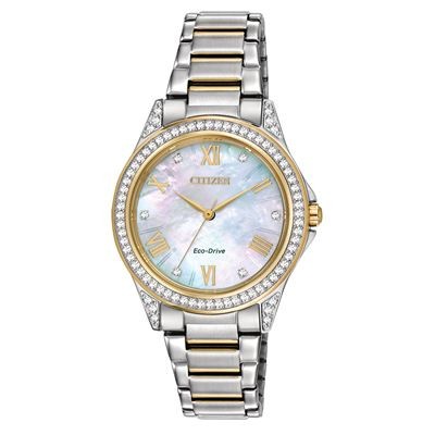 Citizen Ladies' Drive POV Eco-Dive Pink Two-Tone Watch w/Swarovski Crystals