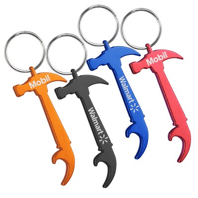 Hammer Shaped Aluminum Bottle Opener w/Key Ring