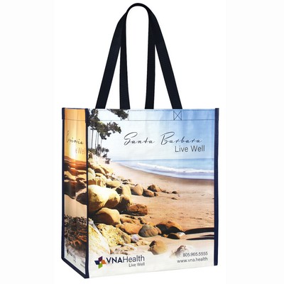 Custom Full-Color Laminated Woven Promotional Tote Bag 13"x15"x8