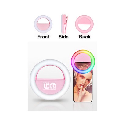 Colorful RGB Adjustable Selfie Clip Ring Light with USB