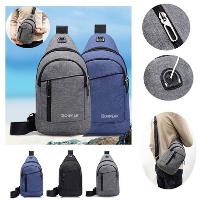 Sling Bag Chest Shoulder Backpack CrossBody Bags Outdoors Biking Bags W/Earphone Hole