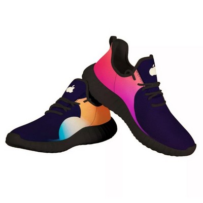 Black Mesh Knit Boost Sneakers with full color printing