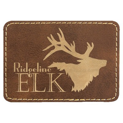 Rectangle Engraved Patch with Adhesive, Rustic Faux Leather, 3 1/2" x 2 1/2"