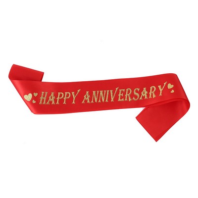 HAPPY ANNIVERSARY Sash with Gold Foil