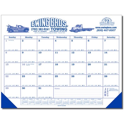 Jumbo Desk Pad Calendar - Blue Datepad w/Year at Bottom