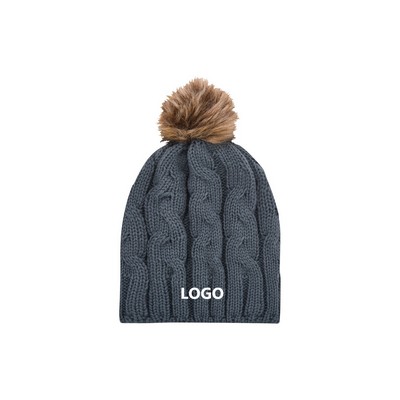 Cable Knit Pom Beanie