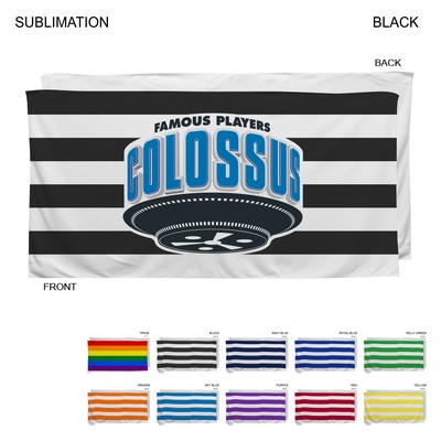 Cabana Stripe Sublimated, Heavier Weight, Plush Velour Terry Cotton Blend Beach Towel, 30x60