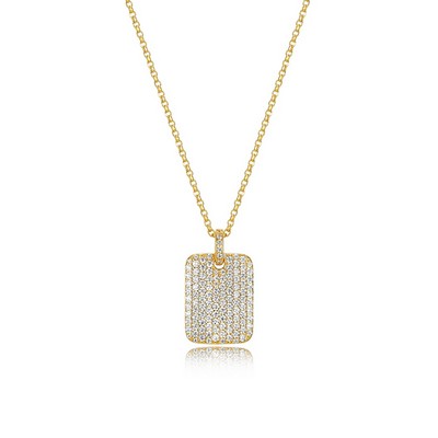 Diamondlite Cubic Zirconia Adjustable Pavé Tag Necklace - Gold