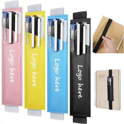 Colorful PU Leather Notebook Pencil Holder with Elastic