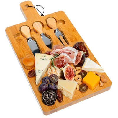 Bamboo Cutting Board With Handle And Knife Set