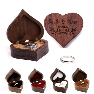 Heart Shape Wooden Ring Box