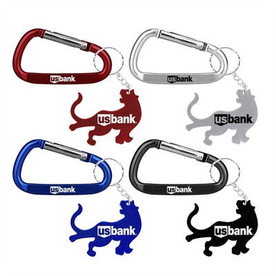 Tiger Shape Bottle Opener Key Chain w/Carabiner