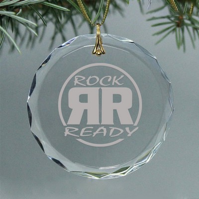 Diamond-Cut Clear Crystal Glass Ornament - Round