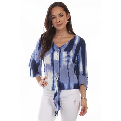 Honey Creek Tie Dye Tie Front Blouse