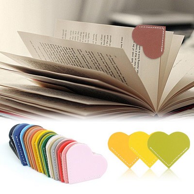 PU Leather Heart Bookmark Handmade Book Reading Gift