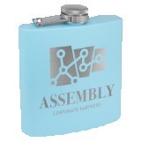 6 Oz. Matte Light Blue Powder Coated Laserable Stainless Steel Flask