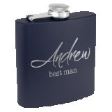 6 Oz. Matte Navy Blue Powder Coated Laserable Stainless Steel Flask