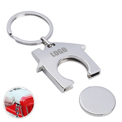 House Shopping Trolley Token Keychain