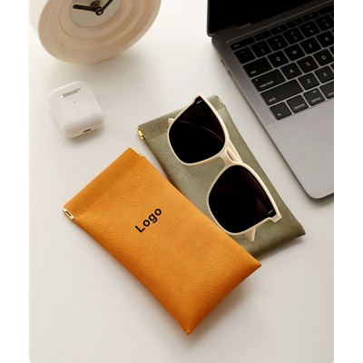 Leather Soft Sunglasses Case Squeeze Top