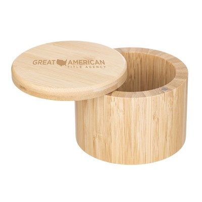 Round Bamboo Salt Box w/ Magnetic Lid