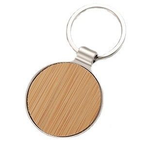 Round Circle Metal Bamboo Keychain