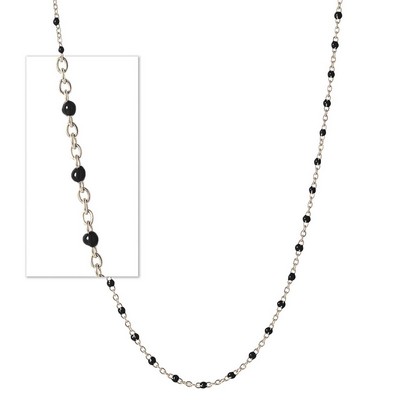 Jilco Inc. Sterling Silver Handmade Black Beaded Enamel Chain Necklace