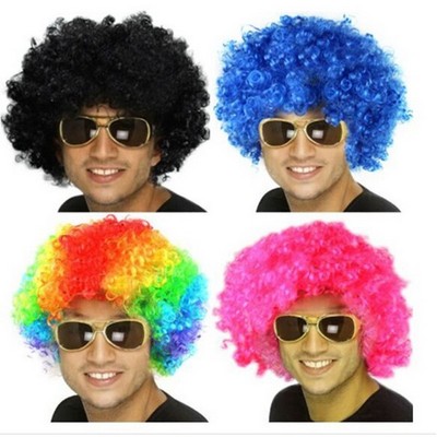 Party Wigs,Rainbow Fun Color Medium Curly Wigs