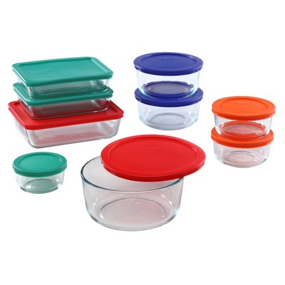 Pyrex Simply Store 18pc Storage Set w/ Multi-Color Lids