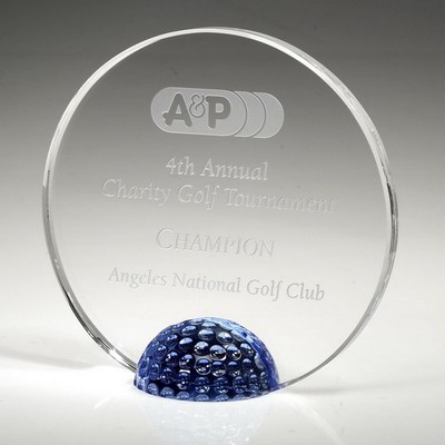 4 1/2" Crystal Award - Golf Jeweled Halo