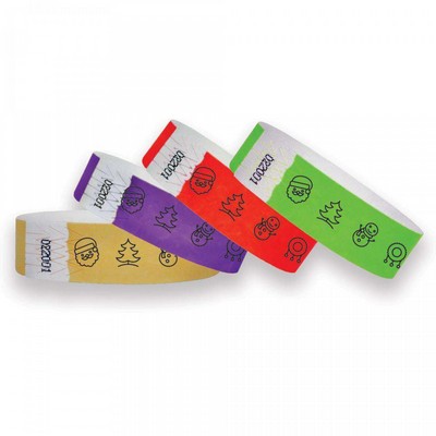 3/4" wide x 10" long - 3/4" Tyvek Christmas Icons Wristbands Printed 1/0