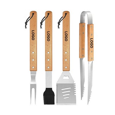 4pcs Wooden Handle Grill Set (direct import)