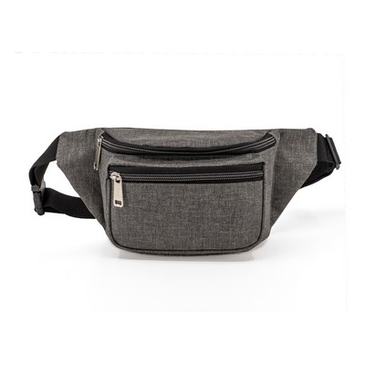 Heathered Three-Zippered Fanny Pack