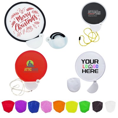 Pop Up Foldable Hand Fan w/ Strap