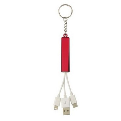 3-In-1 Light Up Charging Cables On Key Ring